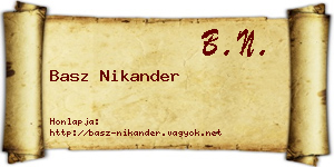 Basz Nikander névjegykártya
